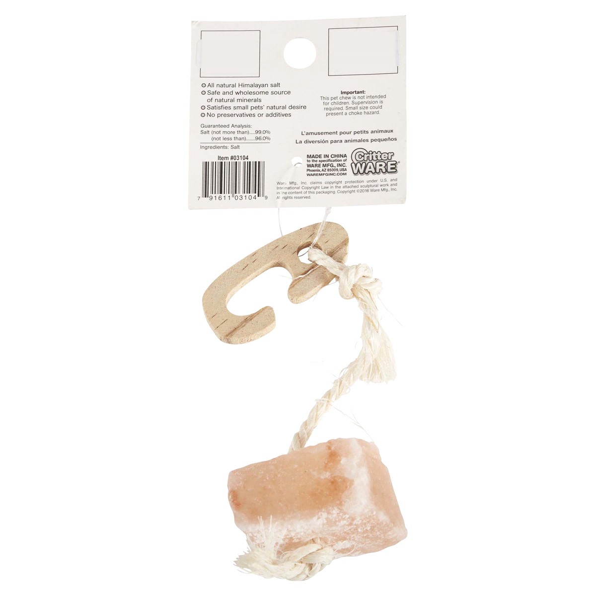 slide 2 of 2, Ware Pet Products Critter Ware Himalayan Salt-On-Rope For Small Animals, 1 oz