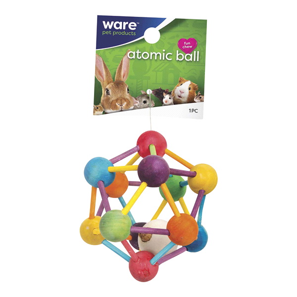 slide 1 of 1, Ware Atomic Ball Wood Chew Toy for small animals, 1 ct