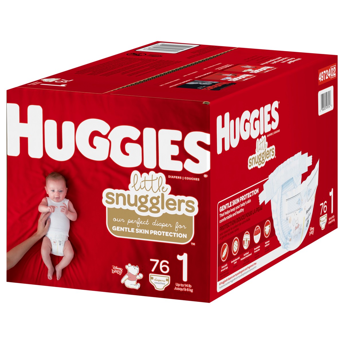 slide 3 of 9, Huggies Little Snugglers Baby Diapers, Size 1, 76 Ct, 76 ct