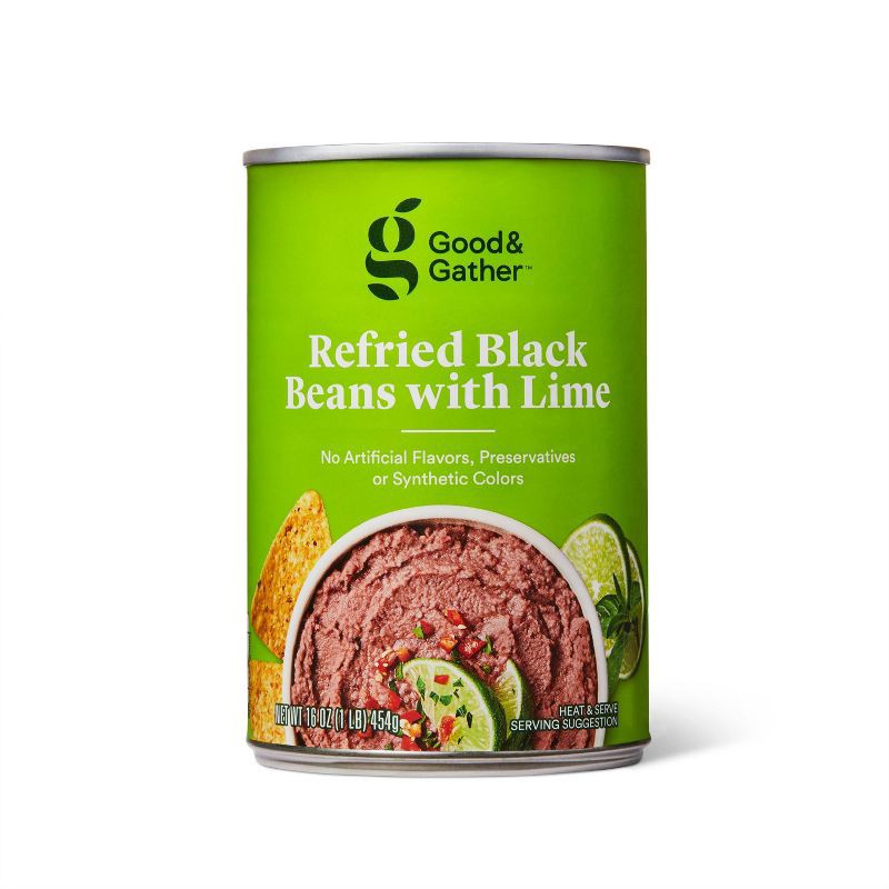 slide 1 of 4, Refried Black Beans with Lime 16oz - Good & Gather™, 16 oz