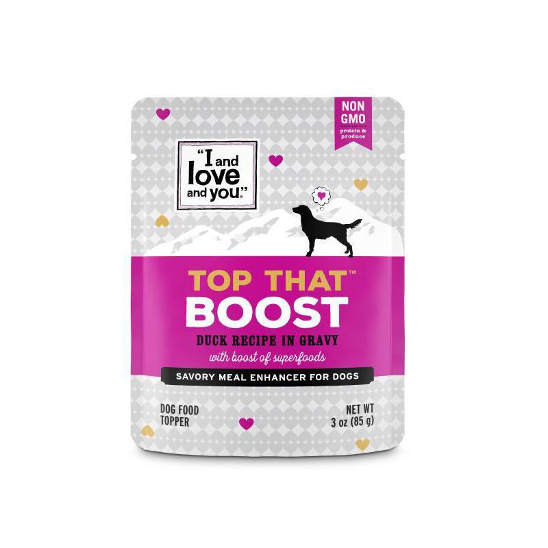 slide 1 of 4, I and Love and You Top That Wet Dog Food Topper Boost Duck Recipe In Gravy - 3oz, 3 oz