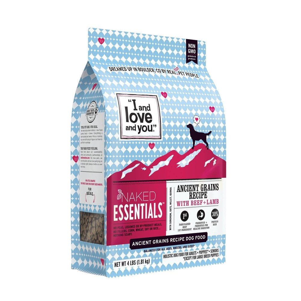 slide 3 of 6, I and Love and You Naked Essentials Ancient Grains with Beef & Lamb Holistic Dry Dog Food - 4lbs, 4 lb
