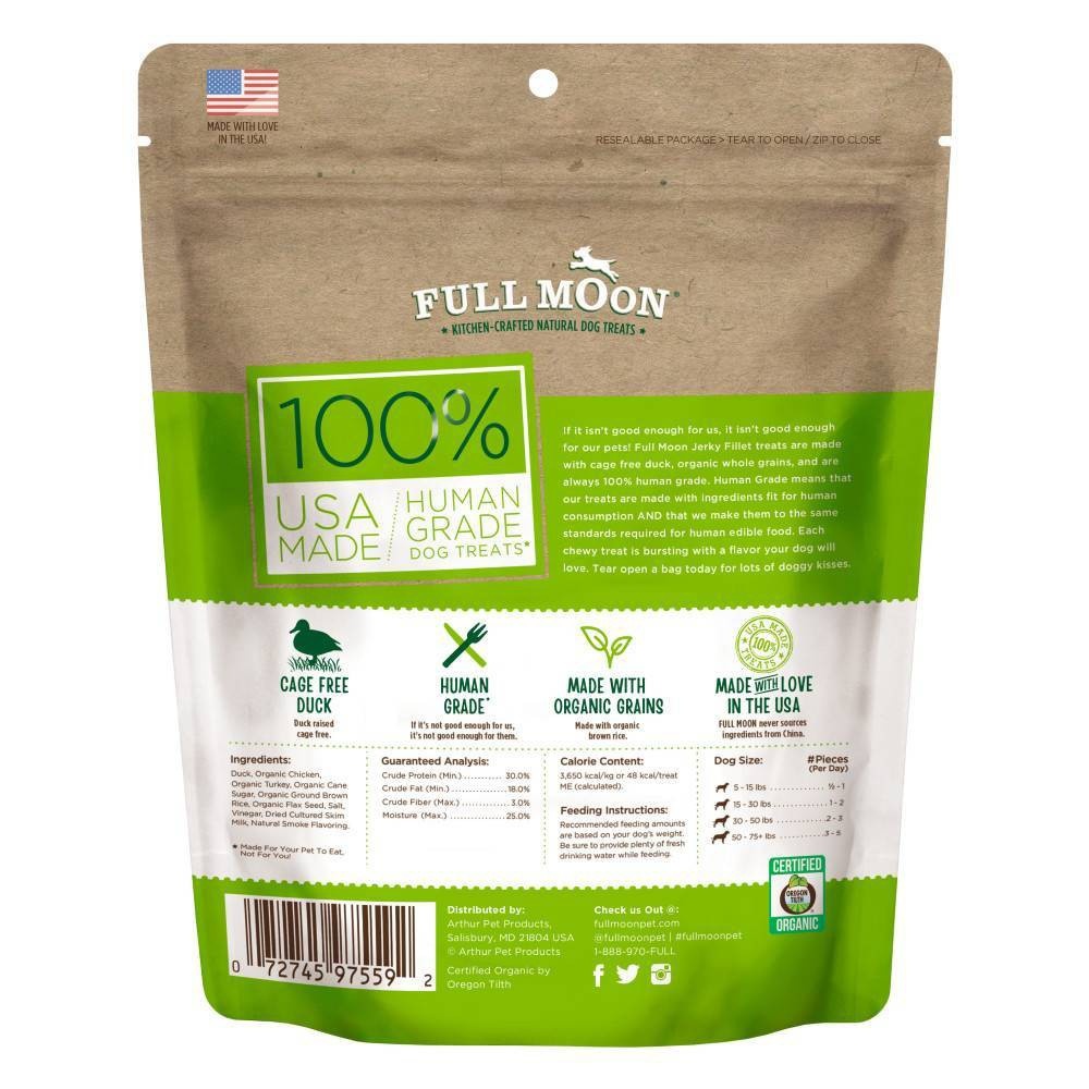 slide 2 of 4, Full Moon Duck Jerky Fillet Dog Treats, 8 oz