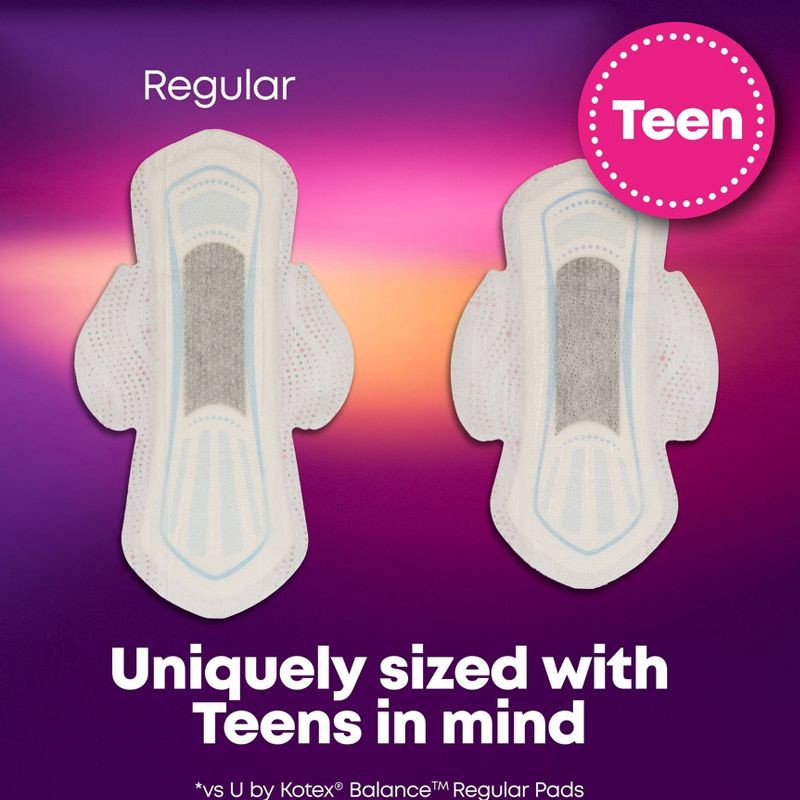 slide 4 of 7, U by Kotex Balance Sized for Teens Ultra-Thin Pads with Wings - Overnight - Unscented - 24ct, 24 ct