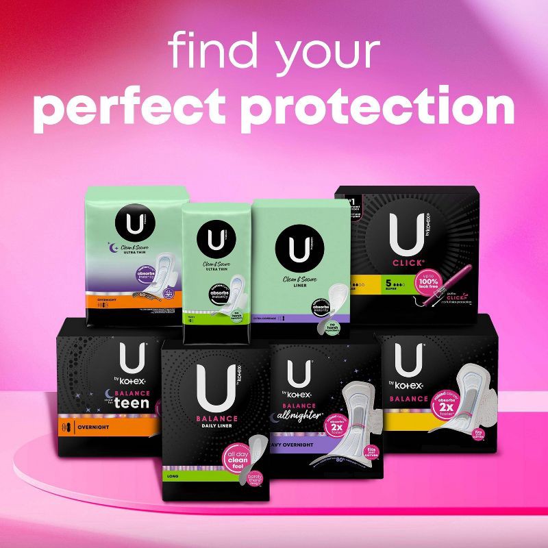 slide 9 of 9, U by Kotex Balance Sized for Teens Ultra-Thin Pads with Wings - Overnight - Unscented - 24ct, 24 ct