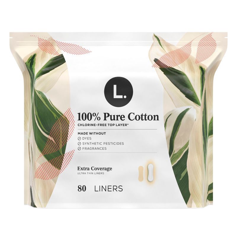 slide 2 of 9, L . Cotton Topsheet Ultra Thin Extra Coverage Panty Liners - 80ct, 80 ct