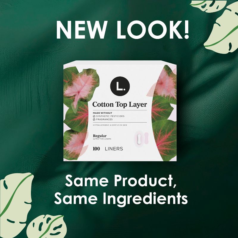 slide 2 of 13, L . Cotton Topsheet Ultra Thin Extra Coverage Panty Liners - 80ct, 80 ct