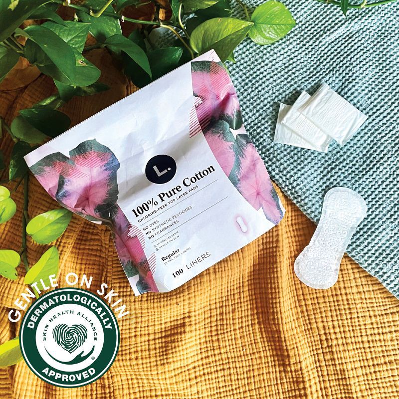 slide 6 of 10, L . Organic Cotton Topsheet Ultra Thin Extra Coverage Panty Liners - 80ct, 80 ct