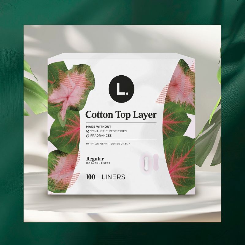 slide 7 of 13, L . Cotton Topsheet Ultra Thin Extra Coverage Panty Liners - 80ct, 80 ct