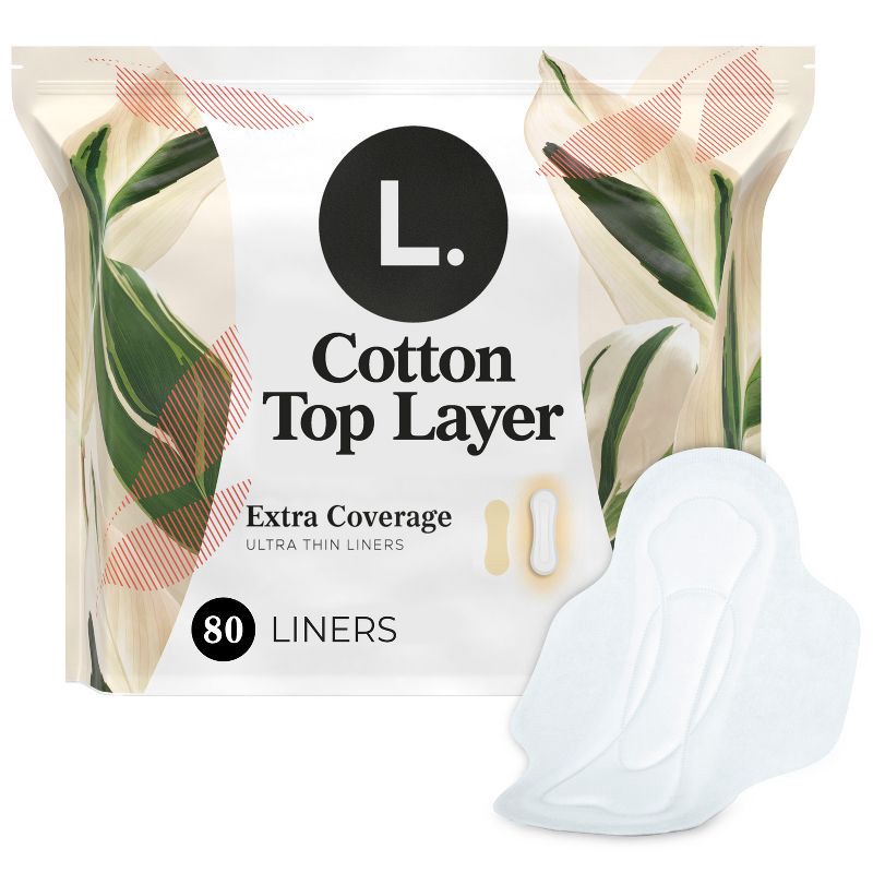 slide 1 of 13, L . Cotton Topsheet Ultra Thin Extra Coverage Panty Liners - 80ct, 80 ct