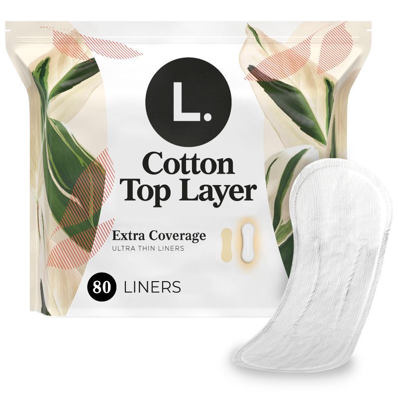 slide 1 of 12, L . L. Organic Cotton Top Layer Ultra Thin Liners - Extra Coverage Absorbency - 80ct, 80 ct
