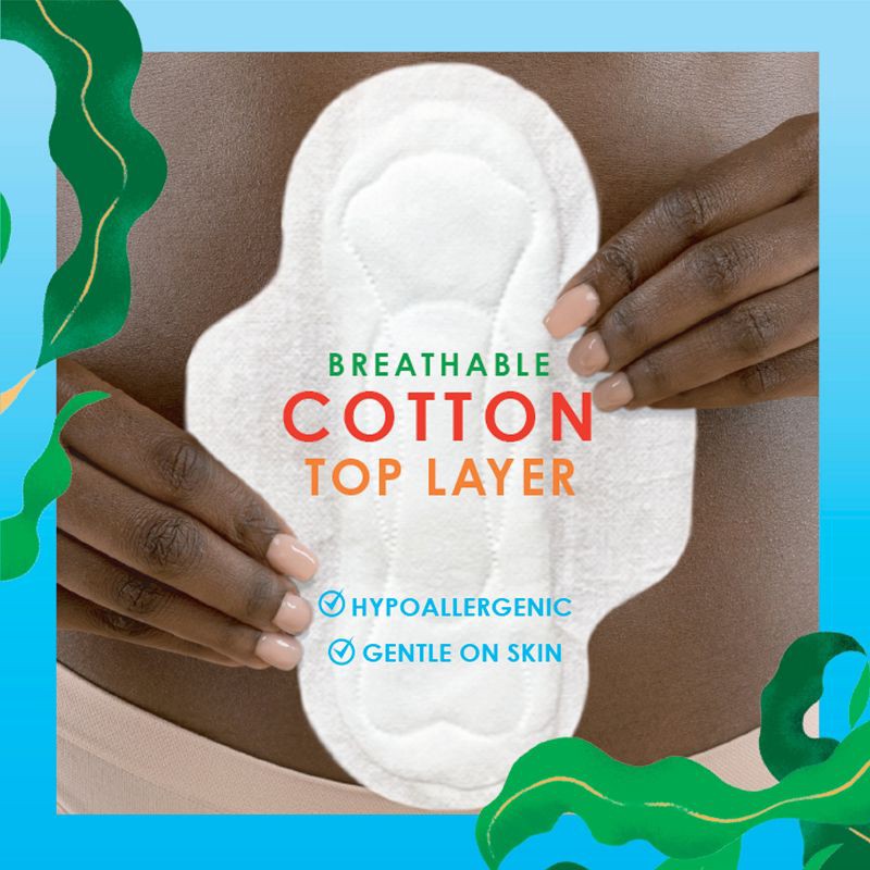 slide 6 of 10, L . Organic Cotton Topsheet Ultra Thin Regular Absorbency Pads with Wings - 56ct, 56 ct
