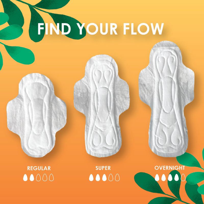 slide 7 of 10, L . Organic Cotton Topsheet Ultra Thin Regular Absorbency Pads with Wings - 56ct, 56 ct