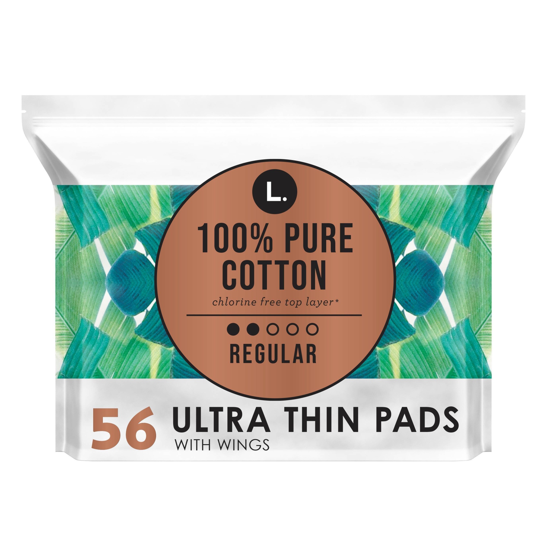 slide 1 of 7, L . Organic Cotton Topsheet Ultra Thin Regular Absorbency Pads with Wings - 56ct, 56 ct