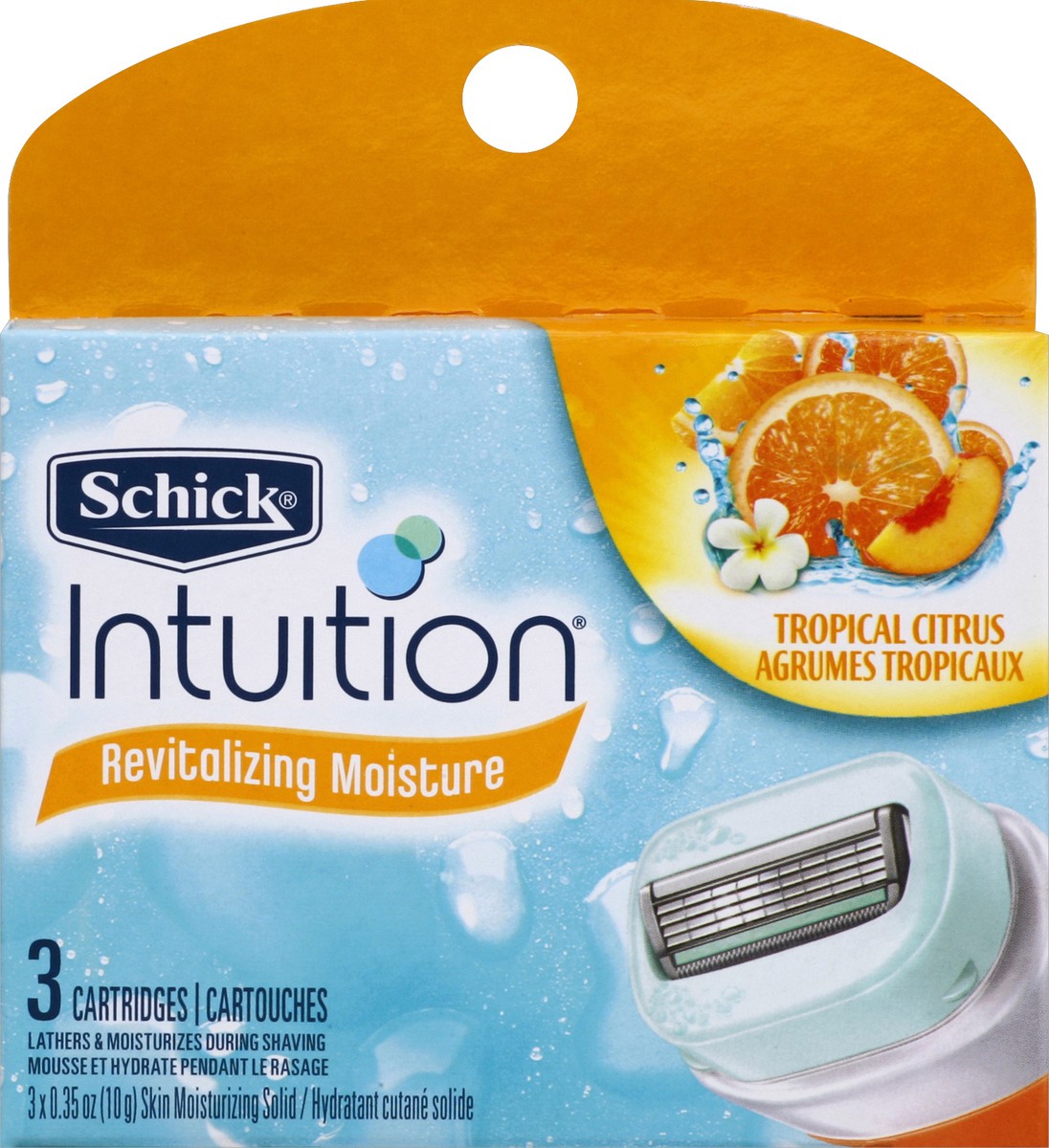 slide 3 of 4, Schick Intuition Revitalizing Moisture With Tropical Citrus Extracts Women's Refill Razor Blades, 3ct, 3 ct