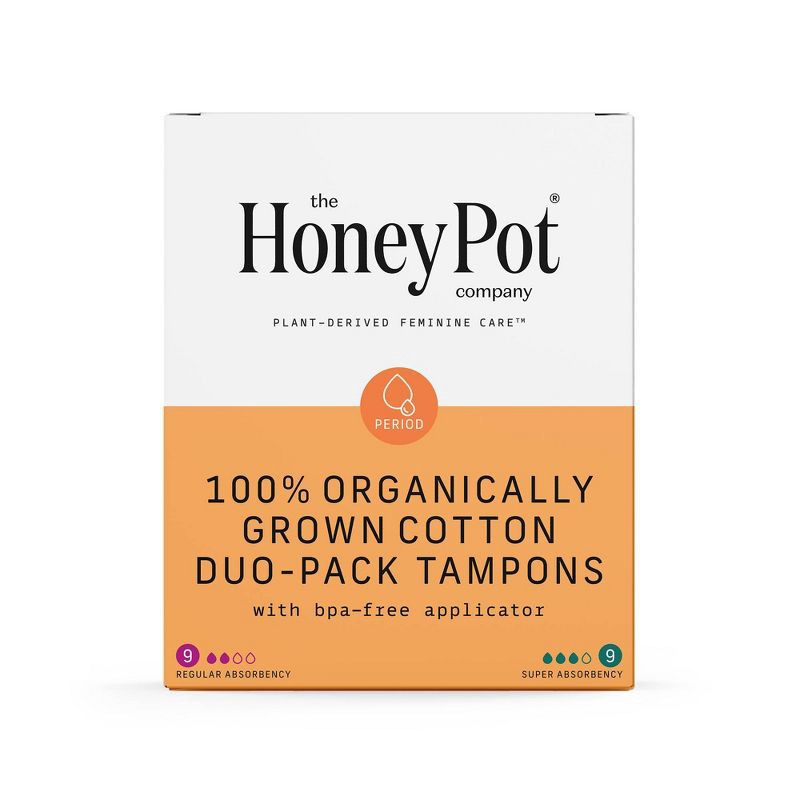 slide 1 of 7, The Honey Pot Company, Organic Cotton Duo-Pack Applicator Tampons - 18ct, 18 ct