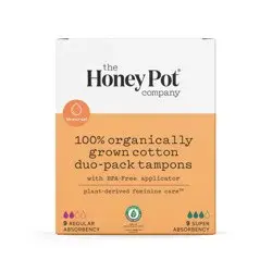 The Honey Pot Company, Organic Cotton Duo-Pack Applicator Tampons - 18ct