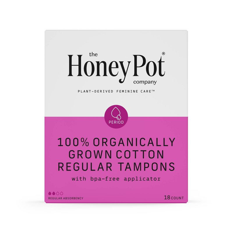 slide 1 of 6, The Honey Pot Company, Organic Cotton Regular Applicator Tampons - 18ct, 18 ct