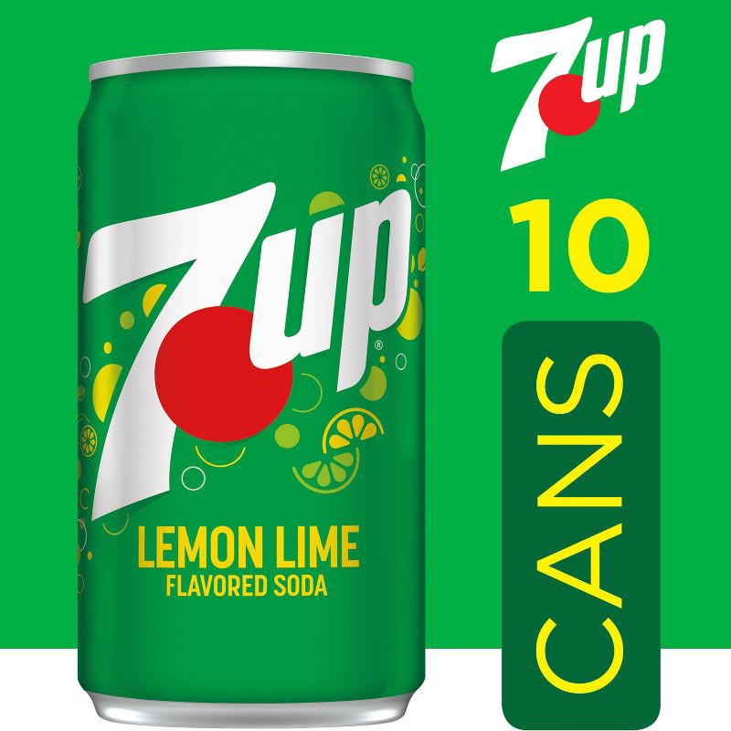 slide 2 of 14, 7UP Lemon Lime Flavored Soda - 10pk/7.5 fl oz Mini Cans, 10 ct; 7.5 fl oz