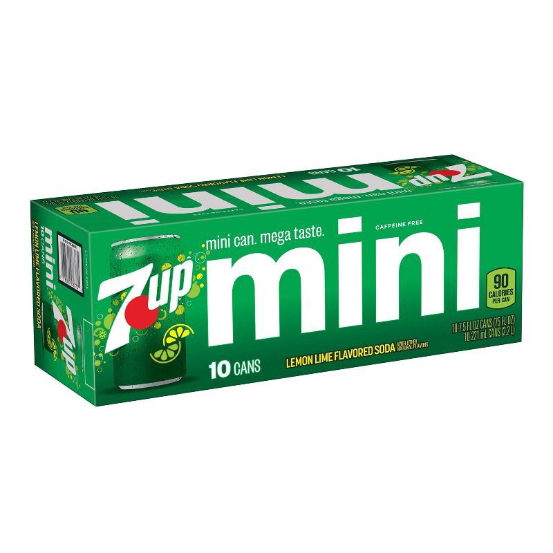 slide 11 of 14, 7UP Lemon Lime Flavored Soda - 10pk/7.5 fl oz Mini Cans, 10 ct; 7.5 fl oz