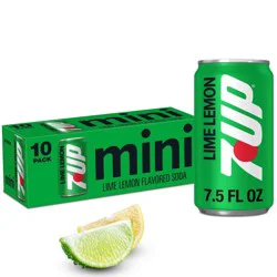 7UP Lime Lemon Flavored Soda - 10pk/7.5 fl oz Mini Cans