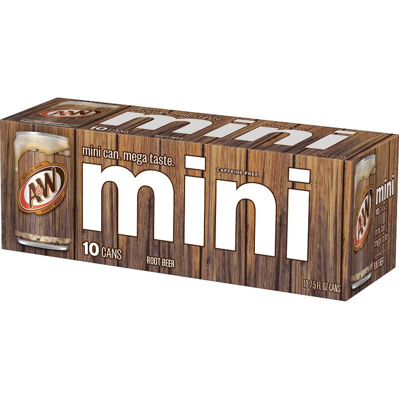 slide 4 of 8, A&W Root Beer Soda - 10pk/7.5 fl oz Mini Cans, 10 ct; 7.5 fl oz