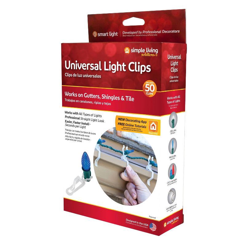 slide 1 of 4, Simple Living Solutions 50ct Universal Light Clips, 50 ct