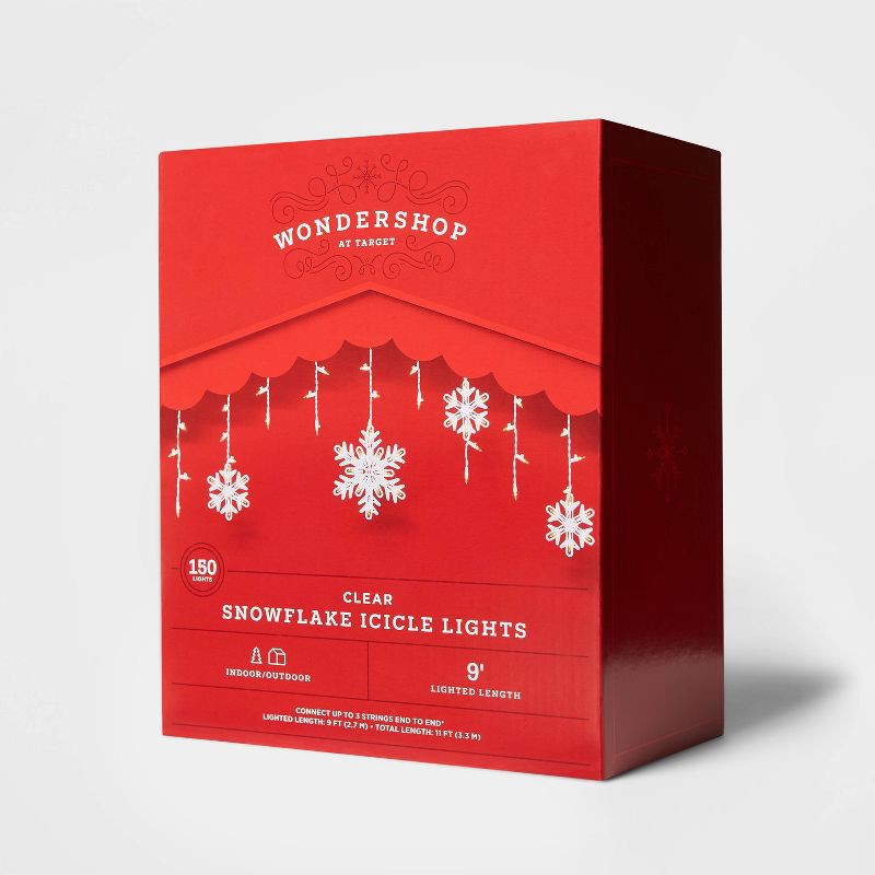 slide 2 of 4, 150ct Incandescent Christmas Icicle Lights with Snowflake Novelty Accent Clear Bulbs with White Wire - Wondershop™, 150 ct