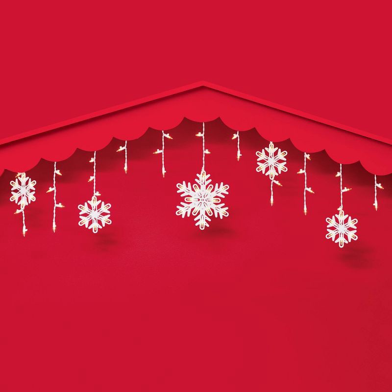 slide 4 of 4, 150ct Incandescent Christmas Icicle Lights with Snowflake Novelty Accent Clear Bulbs with White Wire - Wondershop™, 150 ct