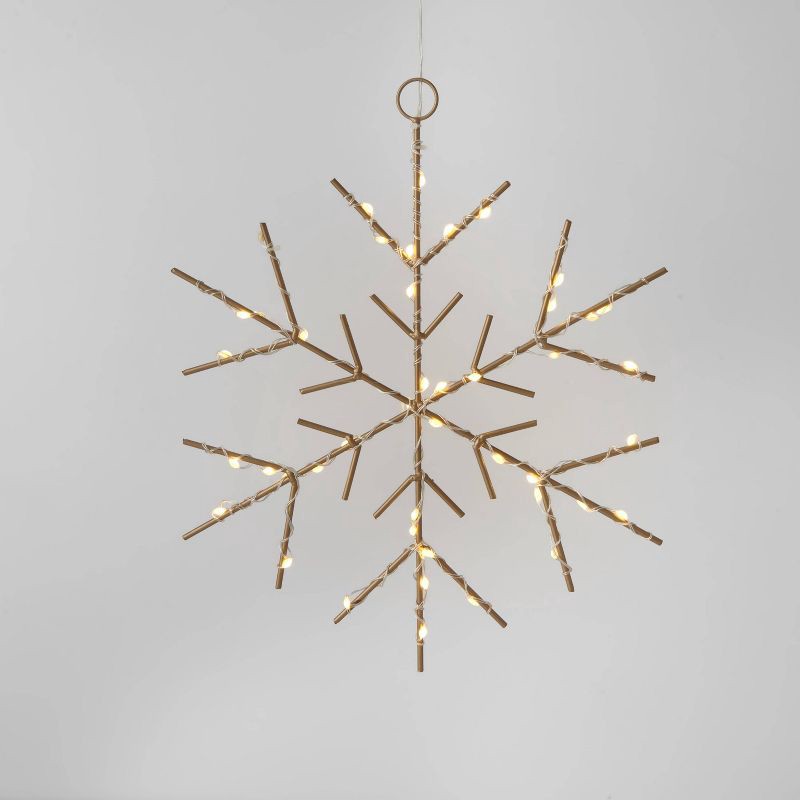 slide 1 of 3, Christmas LED Gold Snowflake Novelty Sculpture with Warm White Twinkle Lights - Wondershop™: 45 Lights, Timer, 1 ct