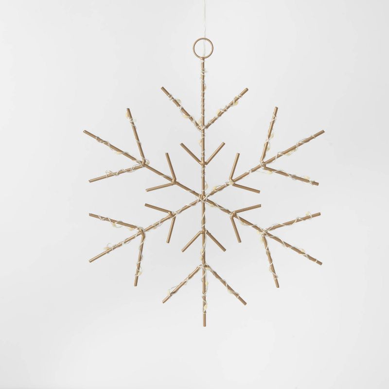 slide 3 of 3, Christmas LED Gold Snowflake Novelty Sculpture with Warm White Twinkle Lights - Wondershop™: 45 Lights, Timer, 1 ct