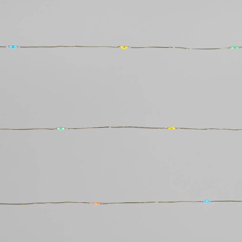 slide 1 of 4, 30ct Battery Operated LED Christmas Dewdrop Fairy String Lights Multicolor with Silver Wire - Wondershop™, 30 ct