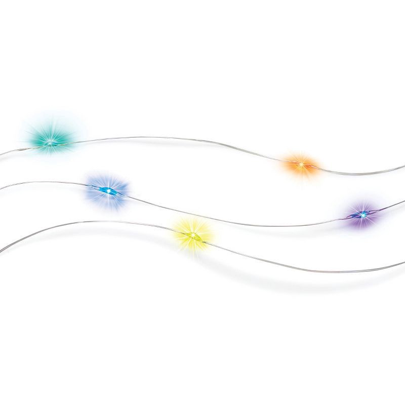 slide 4 of 4, 30ct Battery Operated LED Twinkling Christmas Dewdrop Fairy String Lights Multicolor with Silver Wire - Wondershop™, 30 ct