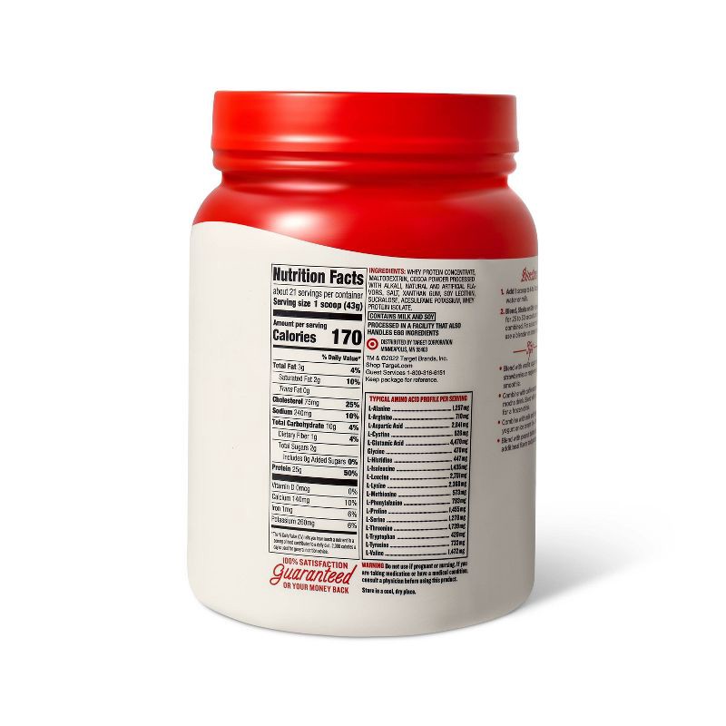 Whey Protein Powder - Chocolate - 32oz - Market Pantry™ : Target