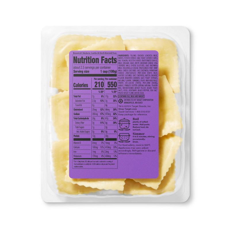slide 2 of 4, Roasted Chicken, Garlic & Herb Ravioli - 9oz - Good & Gather™, 9 oz