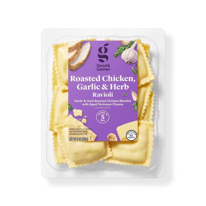 slide 1 of 4, Roasted Chicken, Garlic & Herb Ravioli - 9oz - Good & Gather™, 9 oz