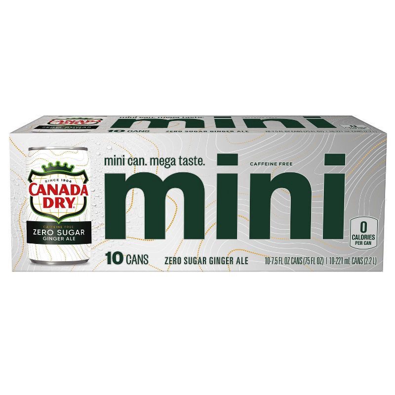 slide 6 of 12, Canada Dry Zero Sugar Ginger Ale Soda - 10pk/7.5 fl oz Mini Cans, 10 ct; 7.5 fl oz