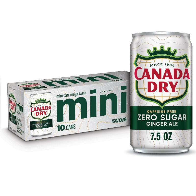 slide 1 of 14, Canada Dry Zero Sugar Ginger Ale Soda - 10pk/7.5 fl oz Mini Cans, 10 ct; 7.5 fl oz