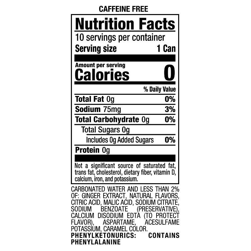 slide 11 of 12, Canada Dry Zero Sugar Ginger Ale Soda - 10pk/7.5 fl oz Mini Cans, 10 ct; 7.5 fl oz