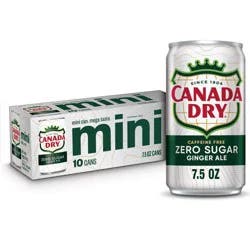 Canada Dry Zero Sugar Ginger Ale Soda - 10pk/7.5 fl oz Mini Cans