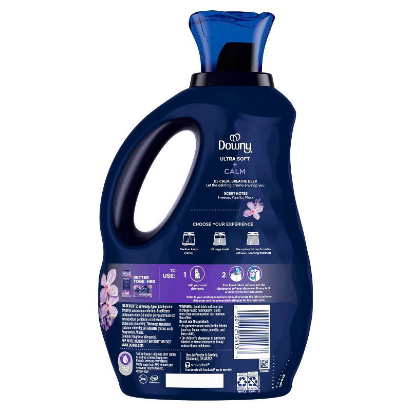 slide 8 of 13, Downy Ultra Soft + Calm Lavender & Vanilla Beans Liquid Fabric Softener - 56 fl oz, 56 fl oz