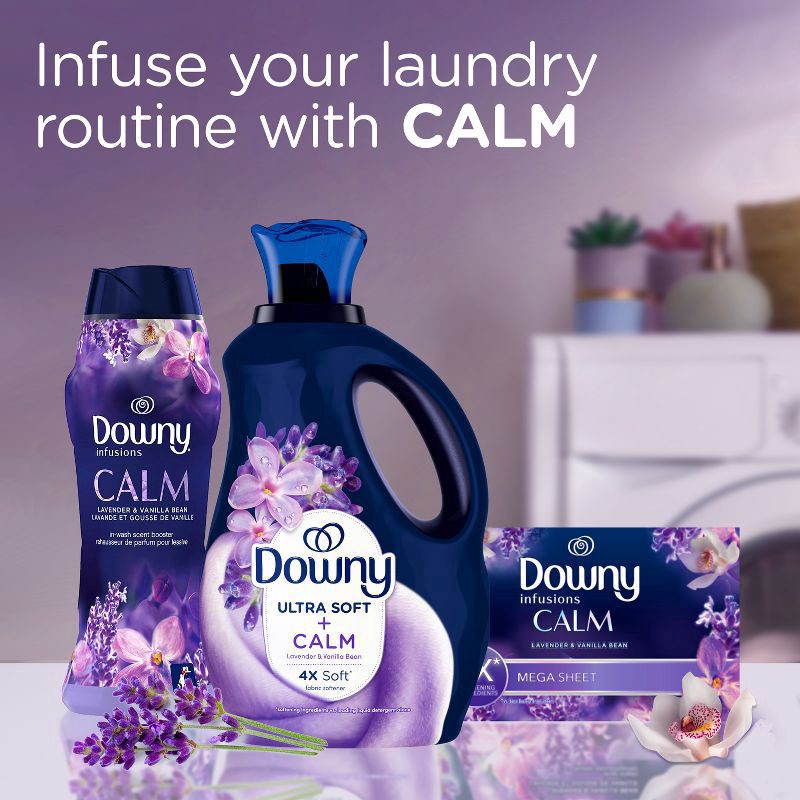 slide 11 of 13, Downy Ultra Soft + Calm Lavender & Vanilla Beans Liquid Fabric Softener - 56 fl oz, 56 fl oz