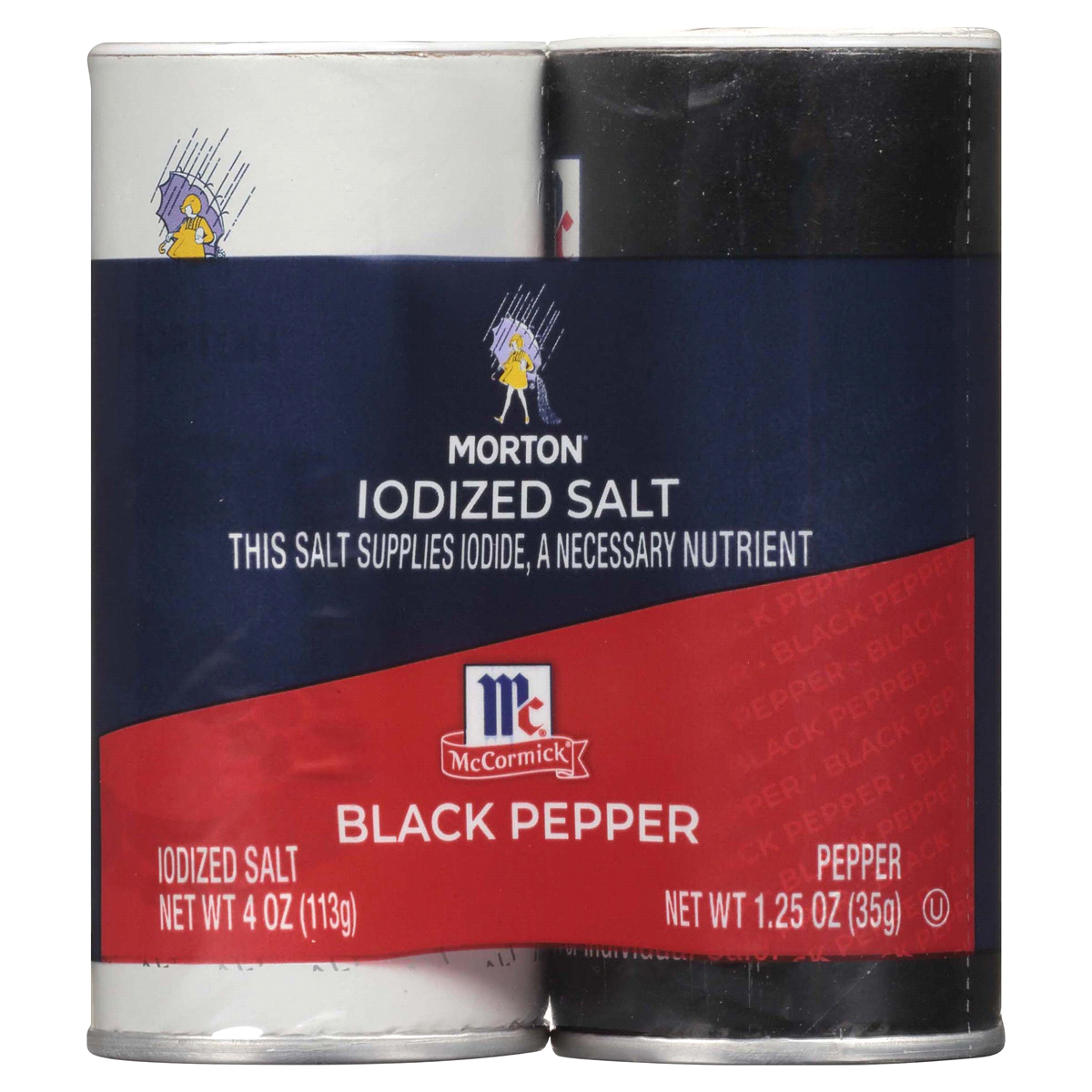 slide 1 of 1, Morton Iodized Salt & Pepper Shakers, 2 ct