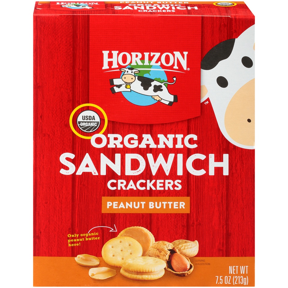 slide 1 of 1, Horizon Organic Peanut Butter Sandwich Crackers, 7.5 oz