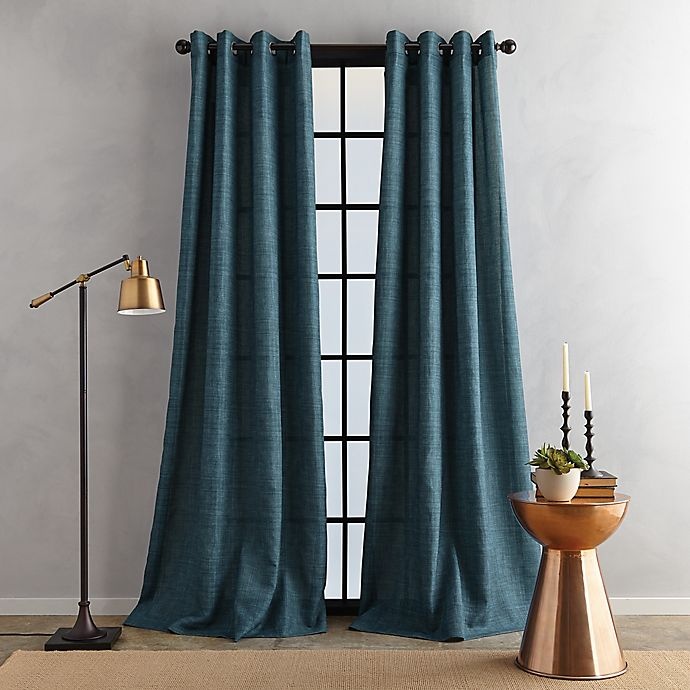 slide 1 of 3, Bedeck Juma Solid Grommet Window Curtain Panel - Teal, 108 in