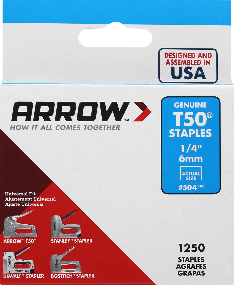 slide 11 of 11, Arrow Genuine T50 6 mm Staples 1250 ea, 1250 ct