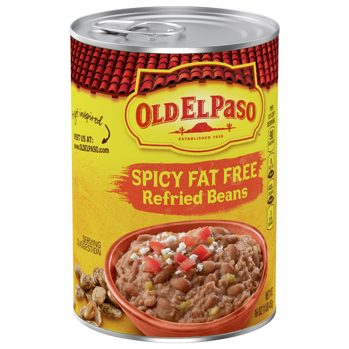 slide 2 of 9, Old El Paso Spicy Fat Free Refried Beans, 16 oz, 16 oz