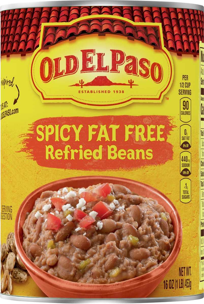 slide 8 of 9, Old El Paso Spicy Fat Free Refried Beans, 16 oz, 16 oz