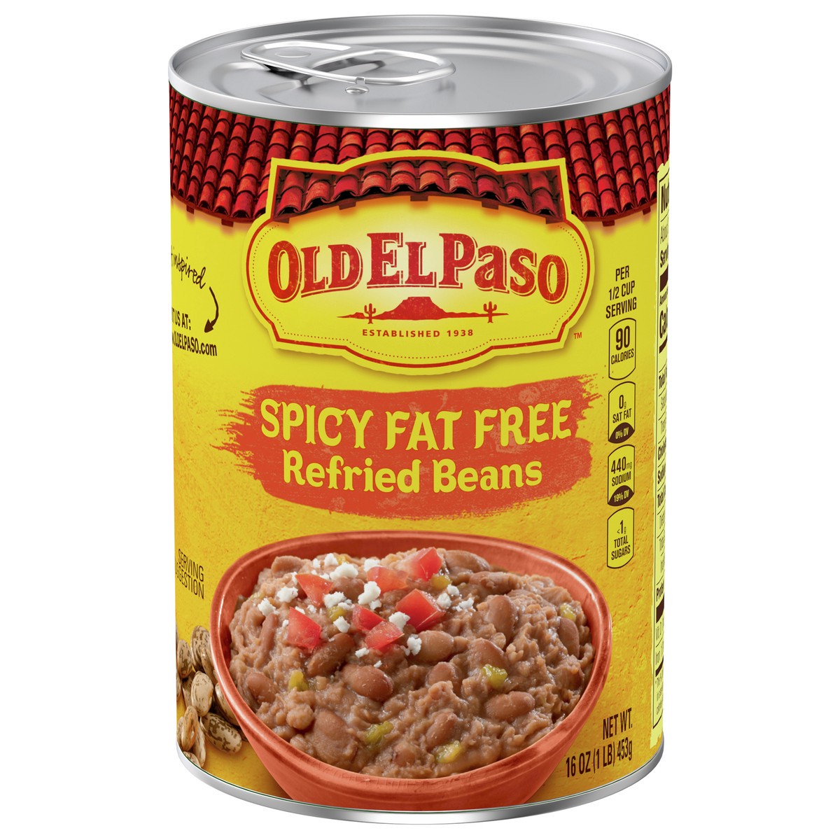 slide 1 of 9, Old El Paso Spicy Fat Free Refried Beans, 16 oz, 16 oz