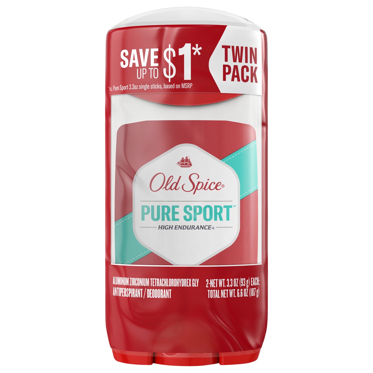 slide 6 of 8, Old Spice High Endurance Anti-Perspirant Deodorant for Men, Pure Sport Scent, 3.3 oz Twin Pack, 2 ct